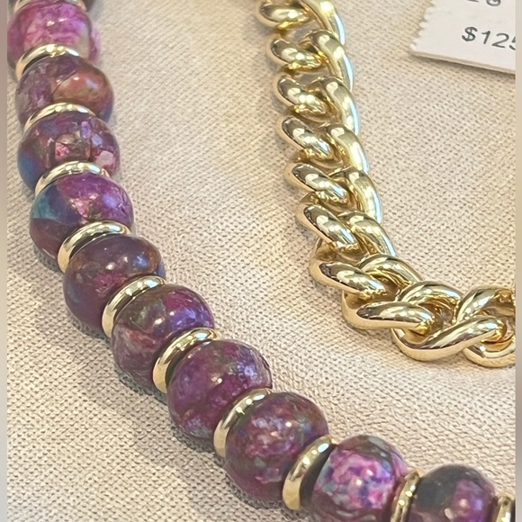 NWT Kendra Scott- Rebecca Gold Multi Strand Necklace Purple Beaded - Picture 5 of 7